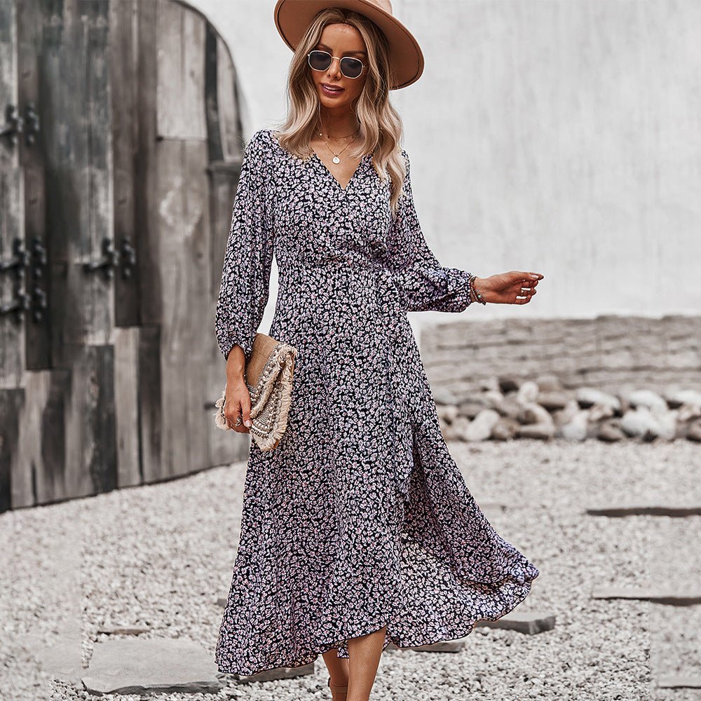 Autumn And Winter Floral Dress