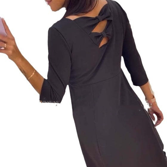 Women's Solid Color Bow Design Loose Fashion Casual Skirt
