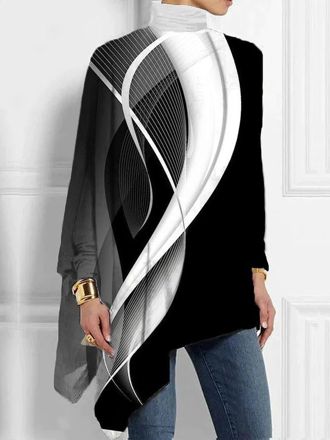 Loose Turtleneck Urban Casual Women's T-shirt