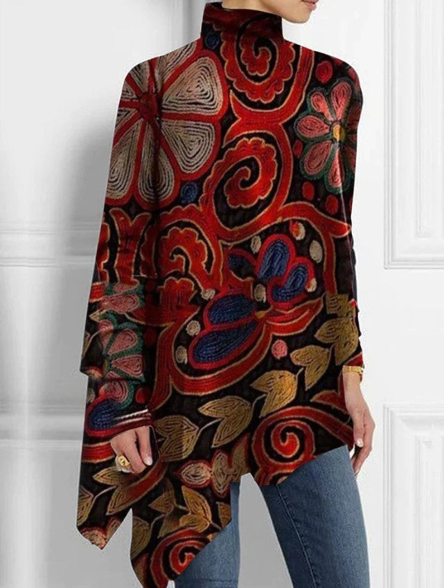 Loose Turtleneck Urban Casual Women's T-shirt