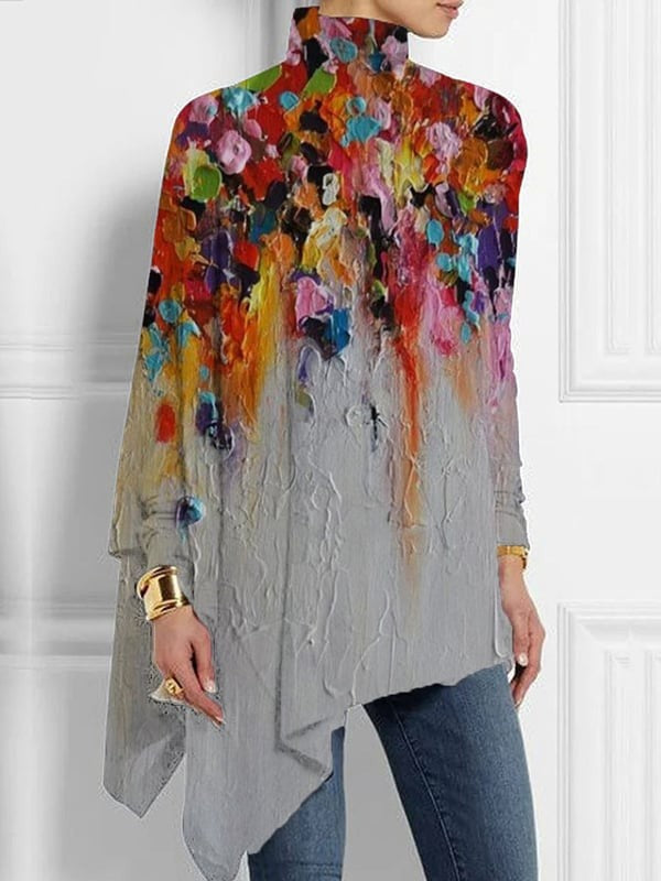 Loose Turtleneck Urban Casual Women's T-shirt