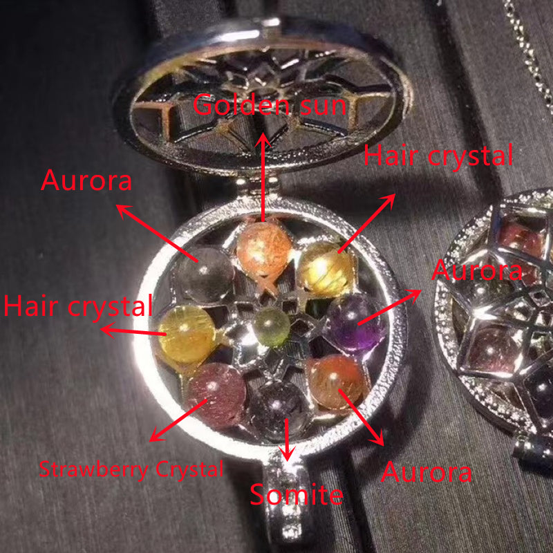 Pendant Golden Sun Hair Crystal Strawberry Crystal