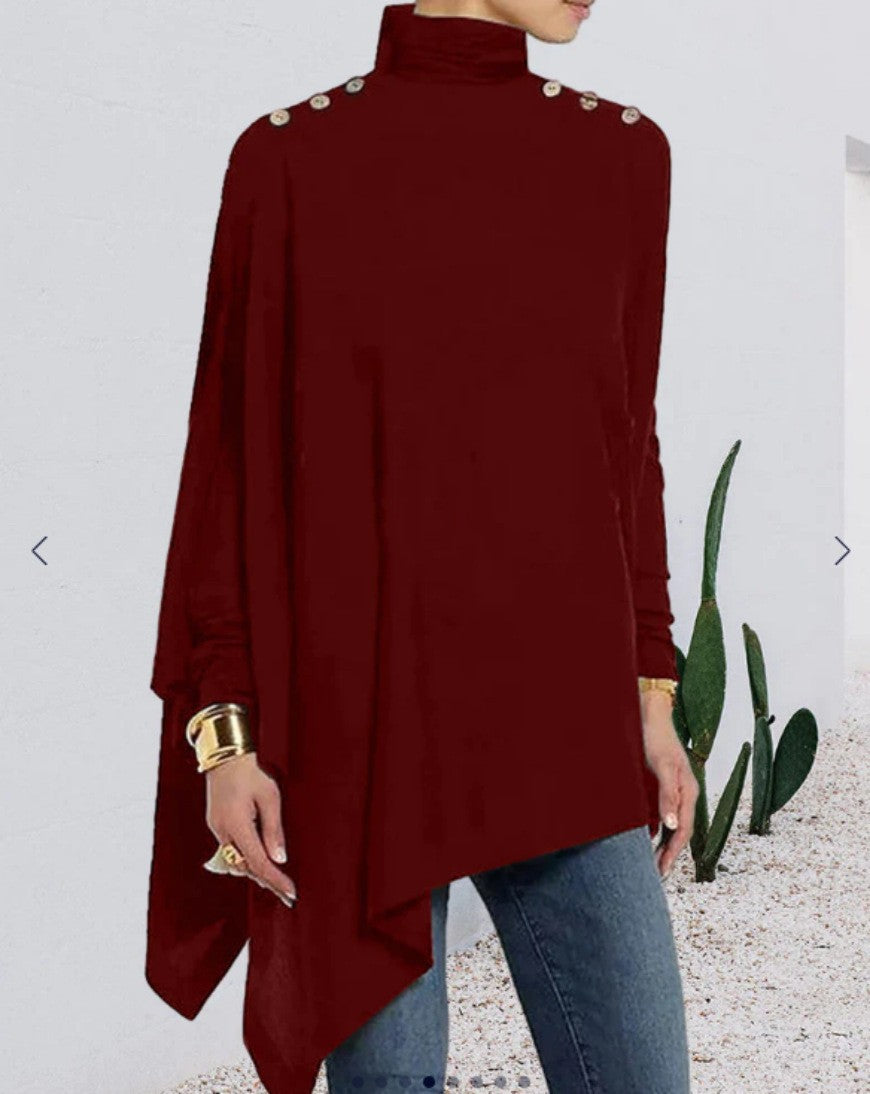 Loose Turtleneck Urban Casual Women's T-shirt