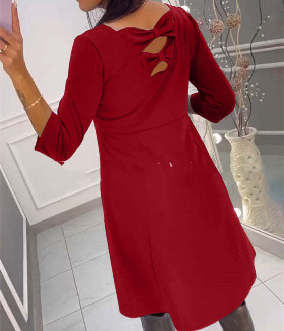 Women's Solid Color Bow Design Loose Fashion Casual Skirt