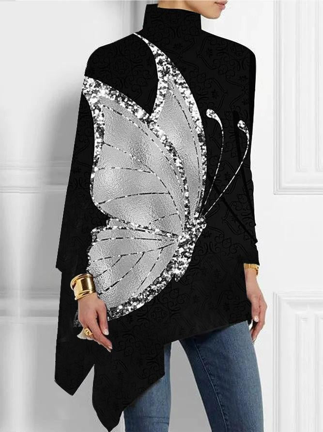 Loose Turtleneck Urban Casual Women's T-shirt