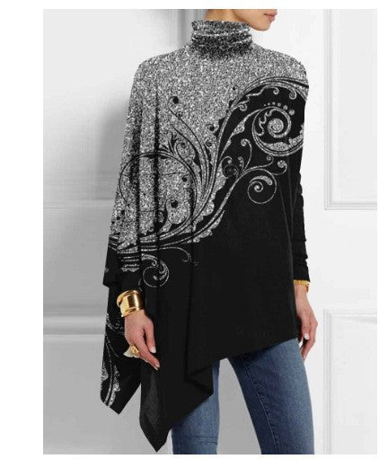Loose Turtleneck Urban Casual Women's T-shirt