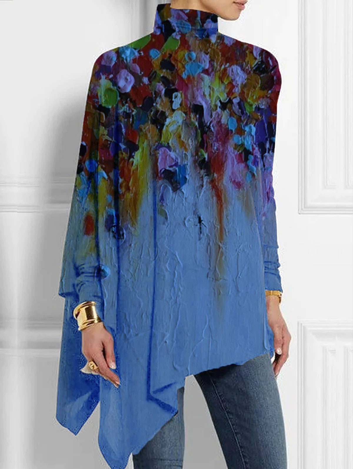 Loose Turtleneck Urban Casual Women's T-shirt